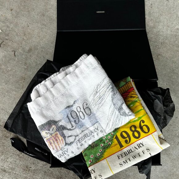 Vintage 1986 kitchen linen, tea towel set of two calendar dish towels, dishcloth - Picture 5 of 10